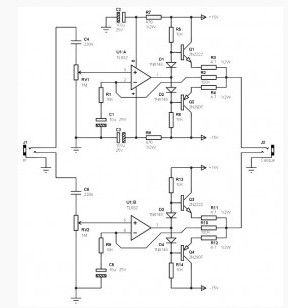 100mW Stereo Amplifier Circuit based TL082