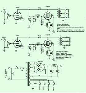 2x4W Stereo Tube Amplifier Circuit