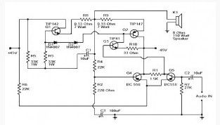 Simple 150 Watt Amplifier with Darlington Transistor