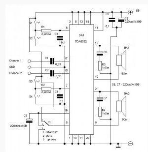 1.4W Stereo Power Amplifier Circuit based TDA8552