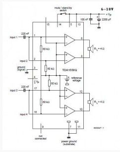 2x22W Car Audio Amplifier Circuit