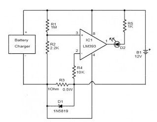 Battery charger indicator based LM393