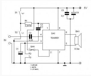 1W Power Amplifier with Electronic Volume Control based TDA8551
