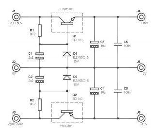 Dual Polarity Power Supply +/- 15V based Transistors