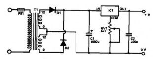 5V to 15V Power Supply using 7805 IC Regulator