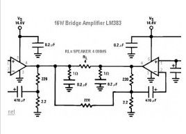16W Bridge Amplifier using LM383