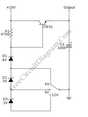 The selectable Voltages 6V, 9V, and 12V Linear Voltage Regulator