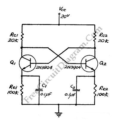 Direct Coupled Discrete Astable Multivibrator circuit