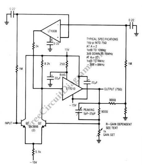 Fast Amplifier Circuit diagram with DC Stabilization