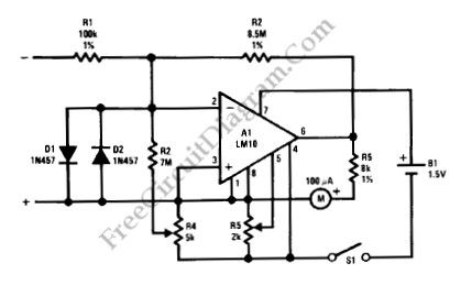 Single Cell Battery Meter Amplifier circuit