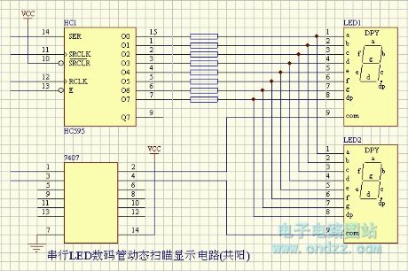 LED - serial LED digital tube dynamic scanning display circuit ( common anode )