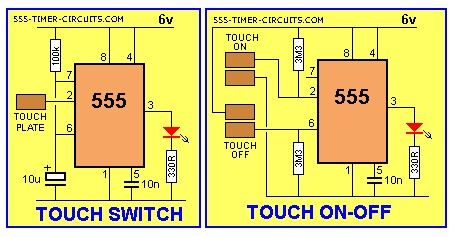 TOUCH SWITCH and TOUCH ON-OFF Circuit