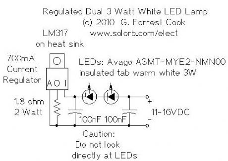 Regulated Dual 3 Watt White LED Lamp