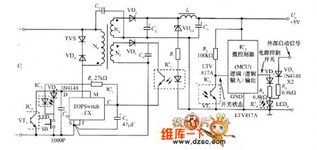 Switching power supply circuit controlled by MCU