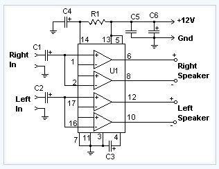 22 Watt Audio Amplifier electronic circuit diagram