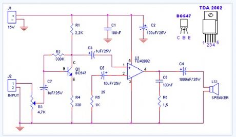Amplifier Of Acoustic Frequencies And Preamplifier electronic circuit
