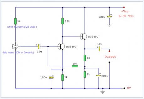 Ecm Mic Preamplifier electronic circuit