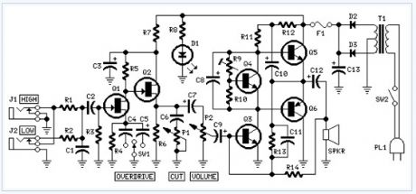 Guitar Amplifier electronic circuit diagram