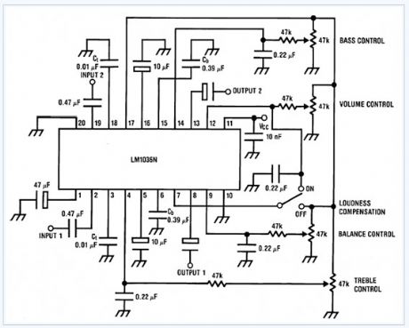 Bass-treble Tone Control Circuit electronic circuit diagram