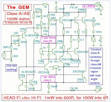 Class-a-ab Amplifier 100w electronic circuit