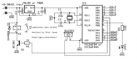 Electronic combination lock with PIC Microcontroller