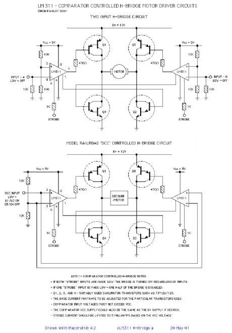 LM311 Comparator Controlled H-Bridge schematic