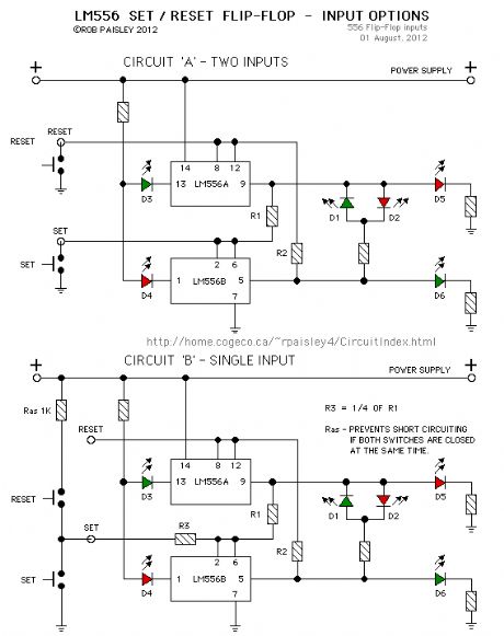 LM556 Flip-Flop Input Options
