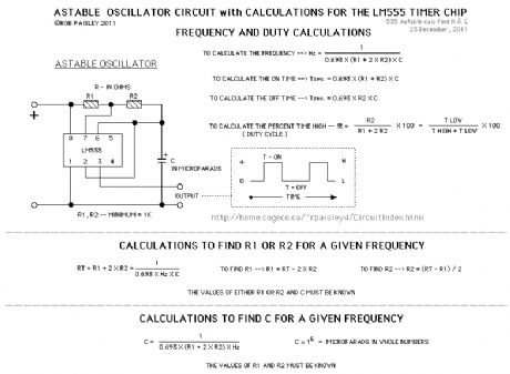 LM555 Astable Oscillator Circuit Diagram