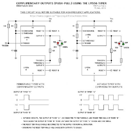 LM555 Complimentary Outputs schematic