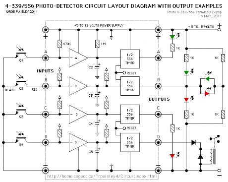 4-339/556 photo-detector circuit layout diagram