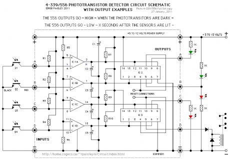 4-339/556 phototransistor detector circuit