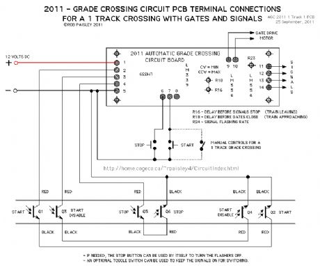 One Track Crossing - Circuit board Connection Diagram