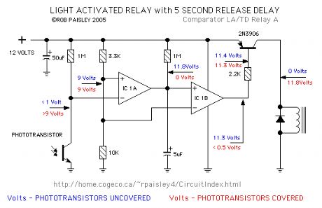 Light Activated Relay With 5 Second Release Delay