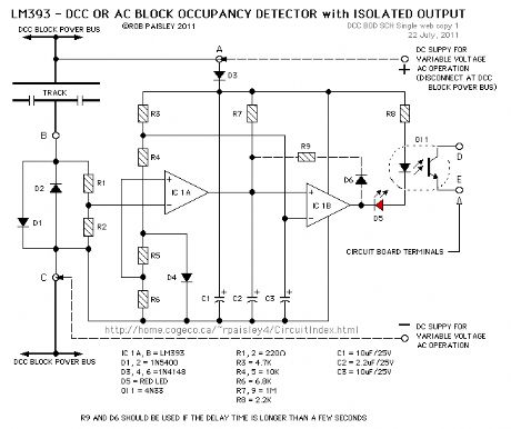 Comparator Based DCC or AC Block Occupancy DetectorSchematic
