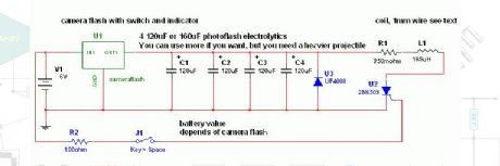 Mini efficient coil launcher from disposable camera flash