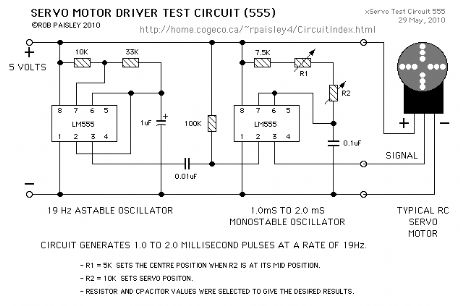 Servo Motor Test Circuit (LM555)