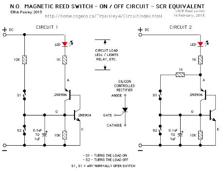 N.O. Magnetic Reed Switch ON /OFF Circuit