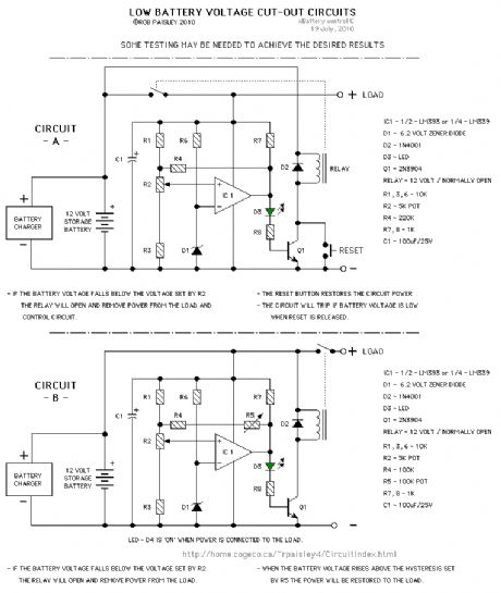 Low Battery Voltage Cutout Circuits