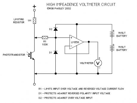 High impedance Test Voltmeter Schematic