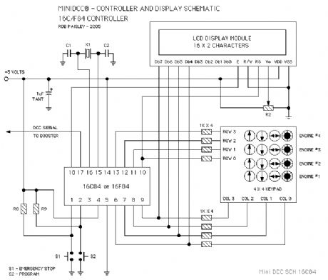 PIC 16C84 MiniDCC© Controller Circuit Schematic