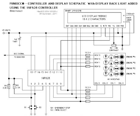 PIC 16F628 MiniDCC© Controller Circuit Schematic