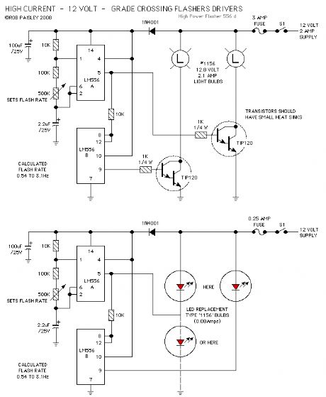 High Current Crossing Flasher Schematic