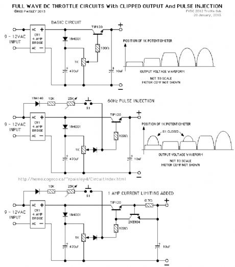 Fullwave DC Throttle Circuits With Clipped Outputs And Injected Pulses