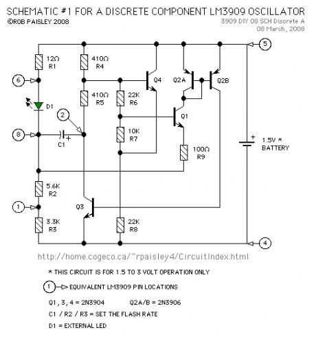 Discrete Component Replacement Circuit For The LM3909 IC