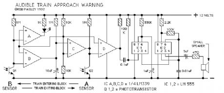 Audible Train Approach Warning Circuit Schematic