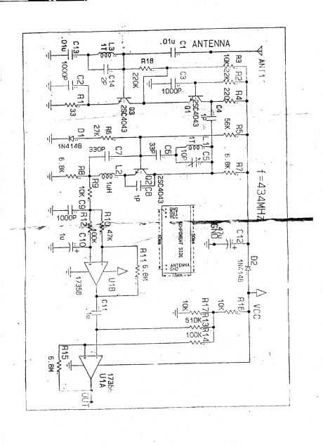 Automicro RX3302 superregenerative receiver module schematic