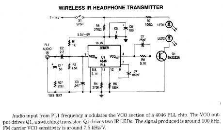 Wireless IR h'phone transmitter