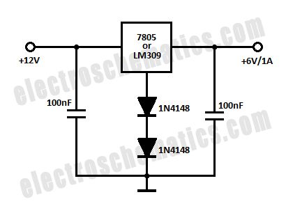 12V to 6V Converter with 7805 or LM309