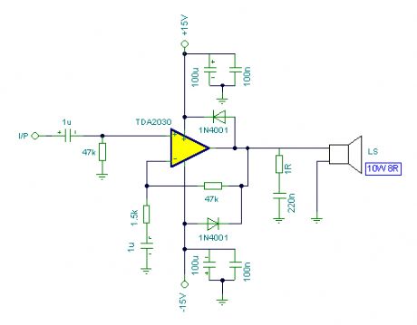 TDA2030 10W Audio Amplifier Circuit