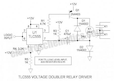 555 Voltage Doubler Relay Driver